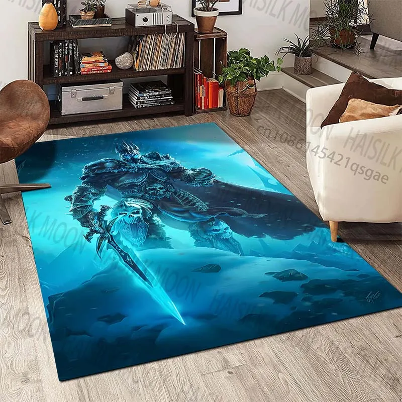 Frost warrior with sword standing Carpet for Living Room Bedroom Bedside Floor Mat Cloakroom Child Play Mat Area Rug Large Size