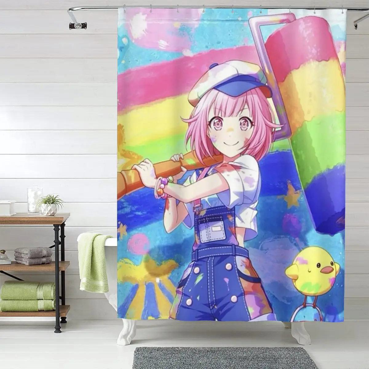 

Emu Otori Wonderhoy Stamp Shower Curtain Bathroom Polyester Waterproof Bath Curtains with Hooks