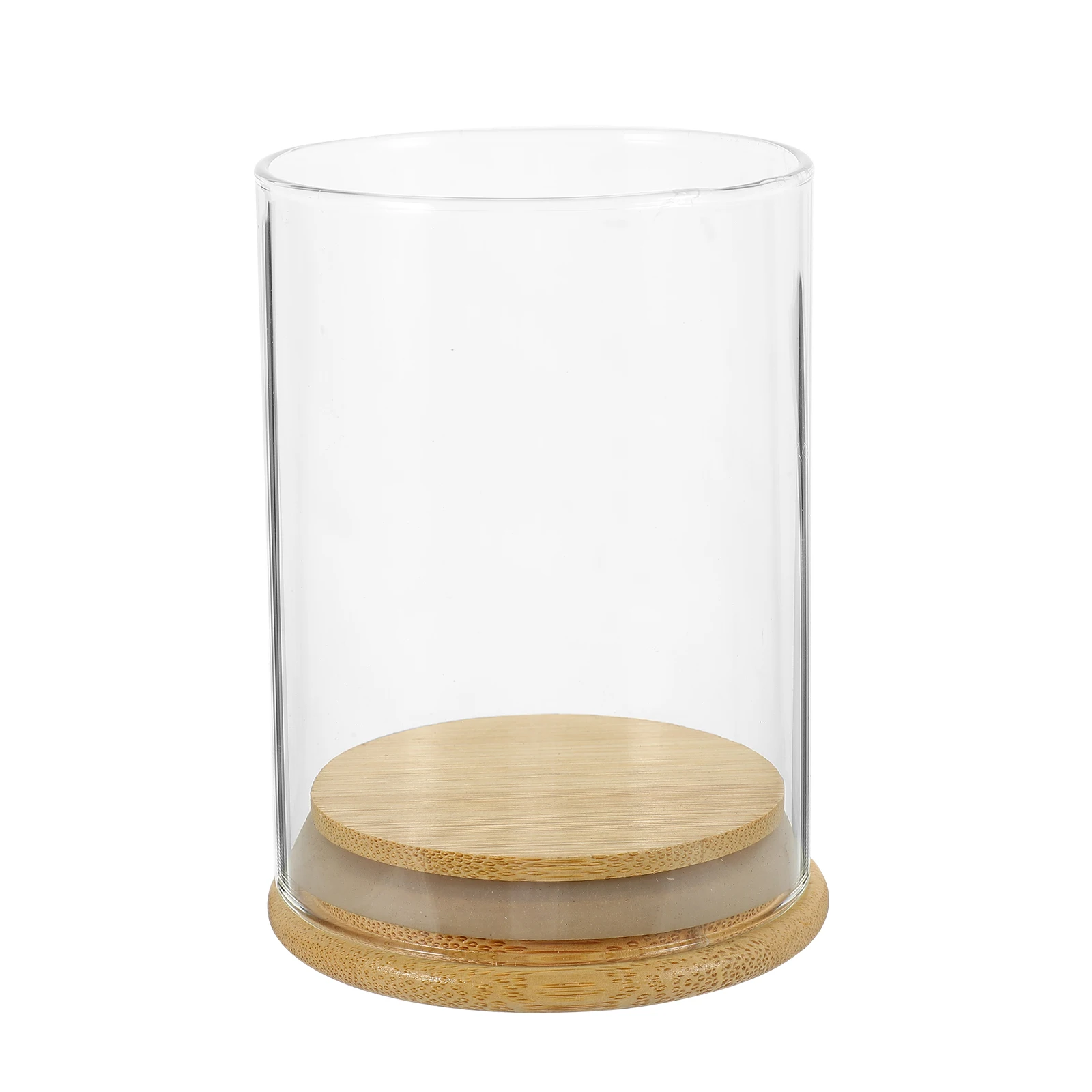 

Clear Glass Holder Windproof Transparent Cover Decorative Tea Light Holders Flame Protection Dustproof for Home