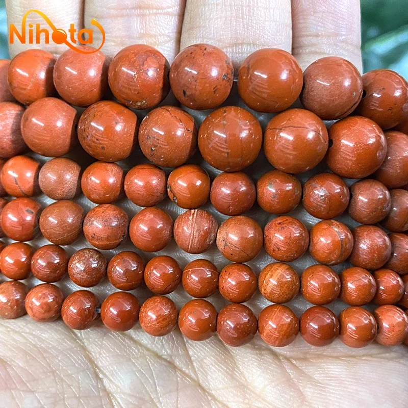 السلس الطبيعي المحمر البني جاسبرز الخرز المستديرة 4/6/8/10/12 مللي متر DIY بها بنفسك صنع المجوهرات سوار أقراط اكسسوارات 15 ''ستراند #3