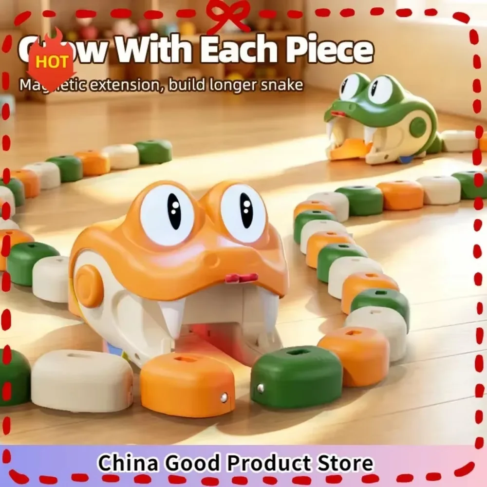 RC Magnetic Hungry Snake Game Wireless Remote Control Snake Toy Magnetic Connecting Blocks Grow Your Snake Tail Interactive Game