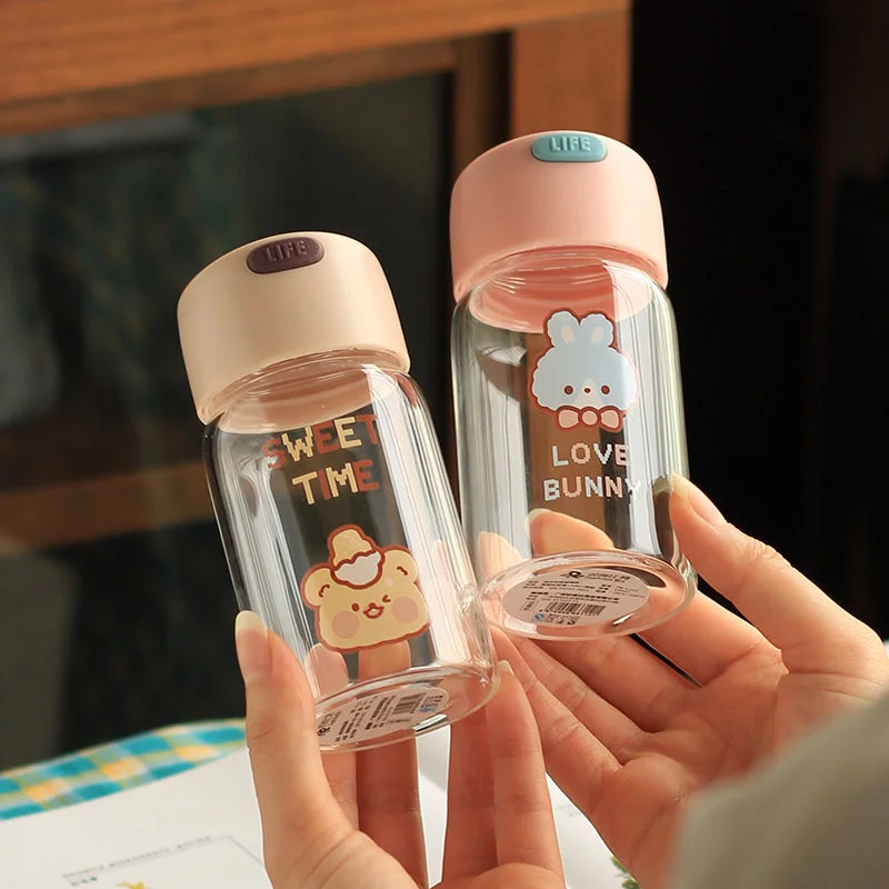 150/400 ML Mini Sports Water Bottle Small Mini Water Cup Cute Girl Student Glass Milk Cup Children