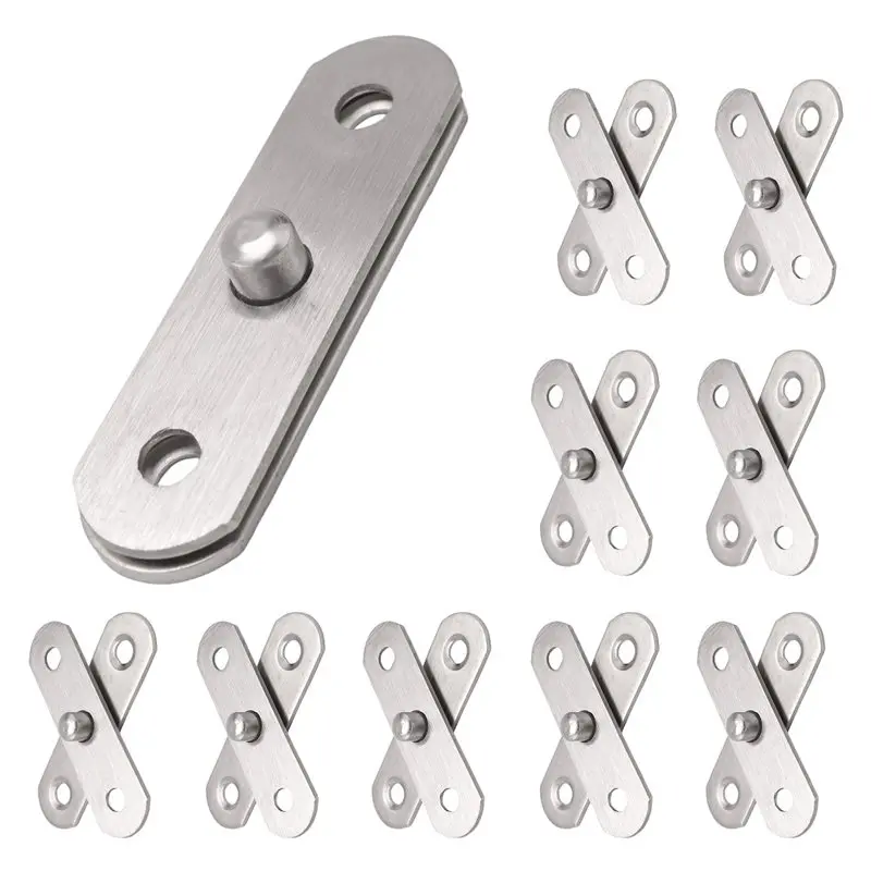 BAAJ-10PCS Shed Door Hinges Kitchen Cabinet 360 Degree Rotation Pivot Stainless Steel Rotating Rotatable 57X16 Mm