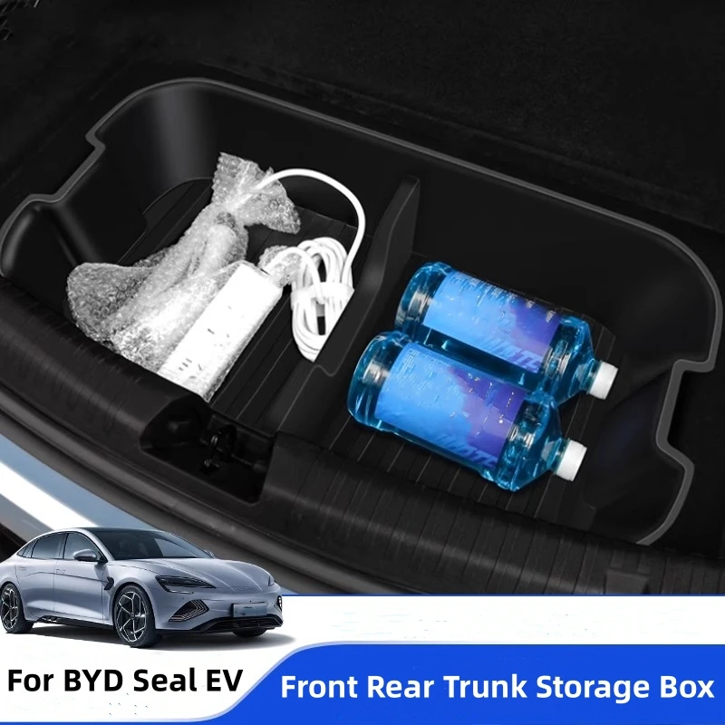 For BYD Seal EV Front Trunk Storage Box TPE Rear Trunk Organizer Tray Car Interior Stowing Accessories