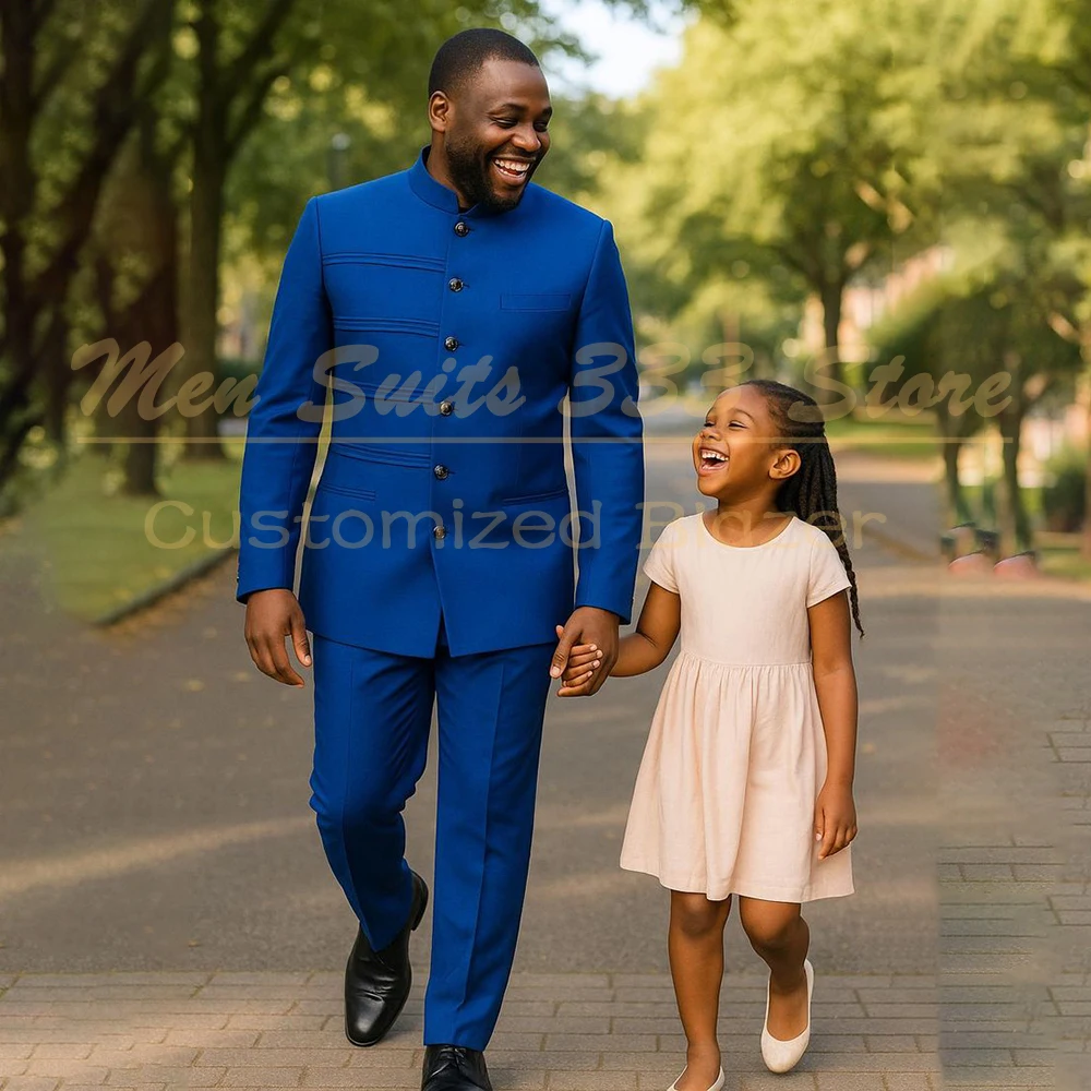 

Customized Solid Color Men's Suits Elegant Single Breasted Stand Lapel Slim Fit 2 Piece Jacket Pants Sets High Quality Outfits