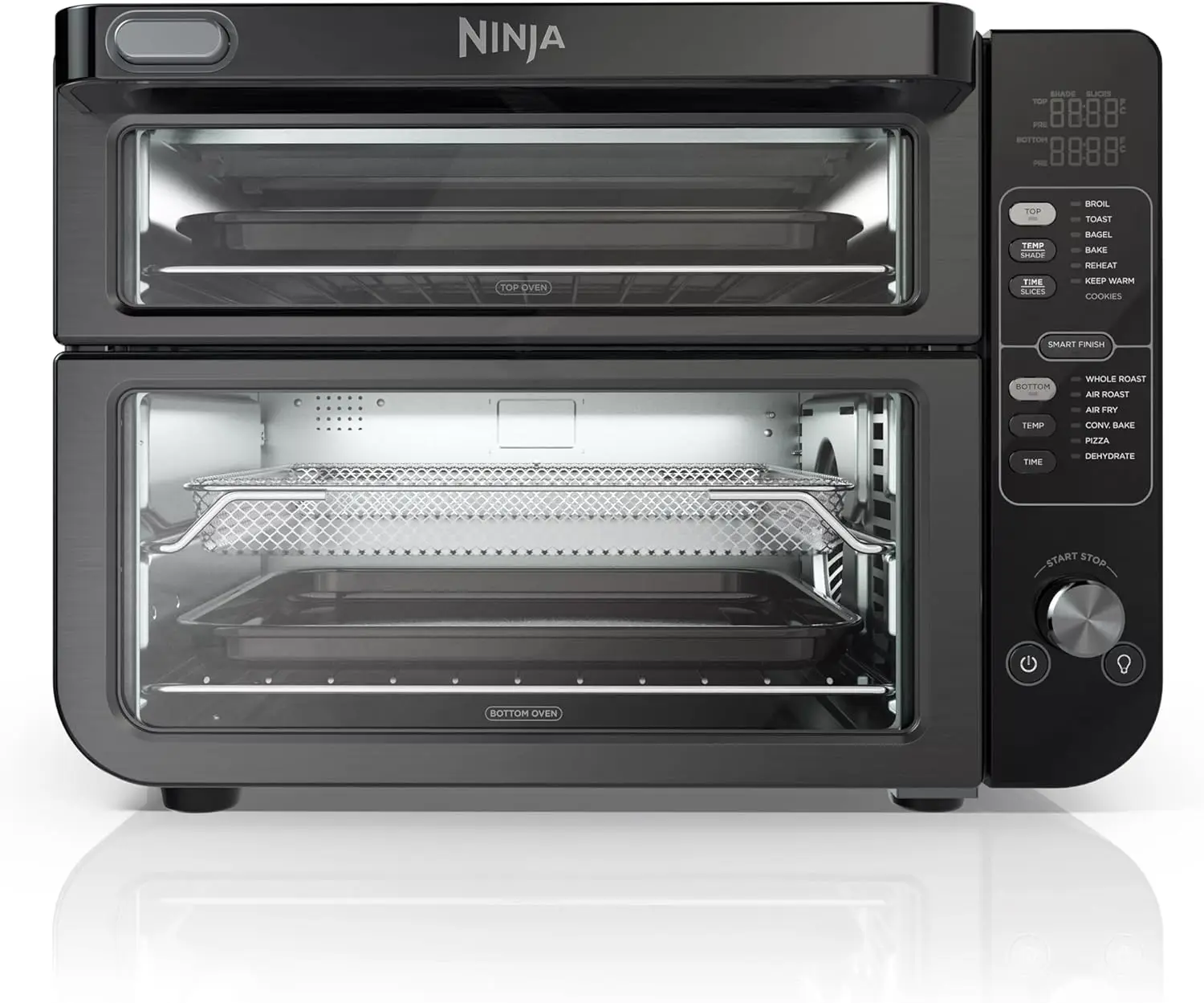 Toaster Oven, Double Oven with  ,  & Smart Finish, Rapid Top Oven, Air Fry, Bake, Roast, Toast, Fry, Piz