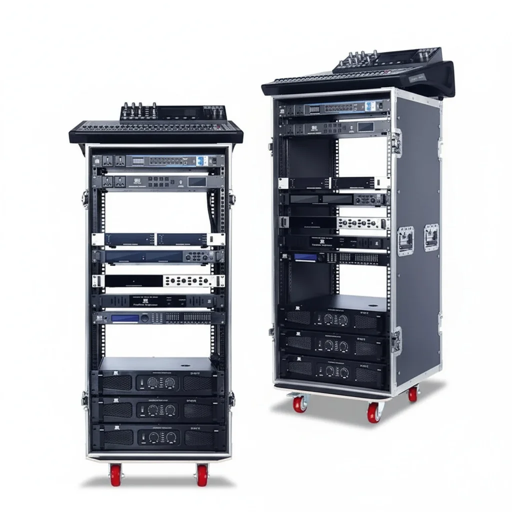 Flight Rack Case, 12U 16U 20U Shockproof Amp Rack, 19 Inch Fireproof Wood and Aluminum, Amplifier Studio Rack for DJ Workstation
