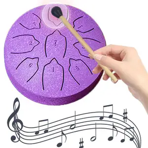 Steel Tongue Drum Portable Rain Drum Hand Pan Drum Percussion Musical Instruments 3 Inch 6 Notes For Yoga Meditation Musical Toy
