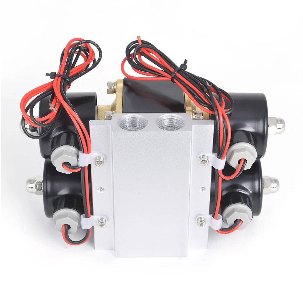 Universal DC12V 200PSI air cycling dual station manifold solenoid valve automotive air suspension