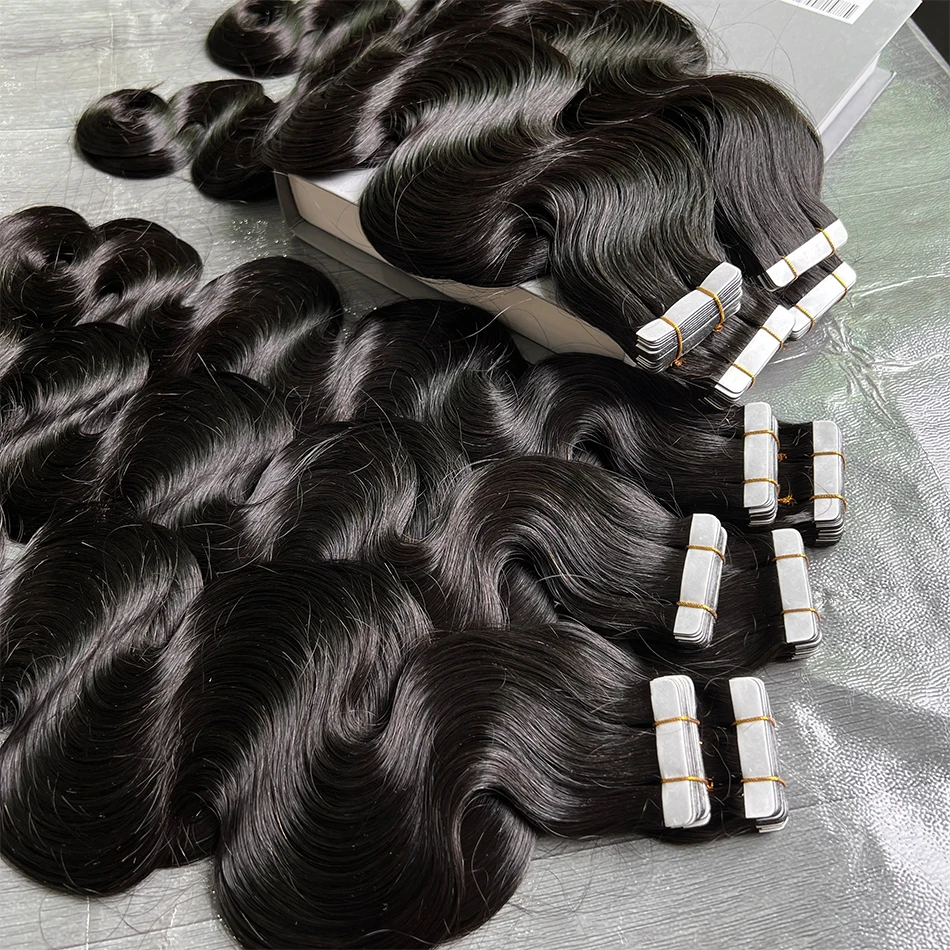 

Объемная волна Лента для наращивания волос Невидимый уток из искусственной кожи Необработанные 100% необработанные человеческие волосы для чернокожих женщин