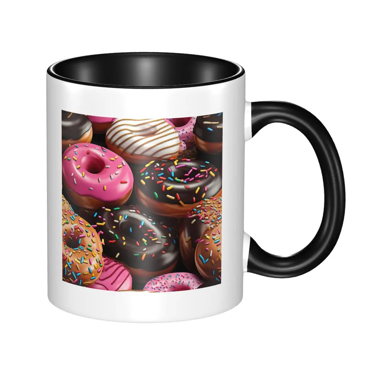 Realistic Donuts Doughnut Seamless Pattern Mug Funny Ceramic Coffee Cups Tea Mugs Milk Cup Drinkware Gifts for Friends