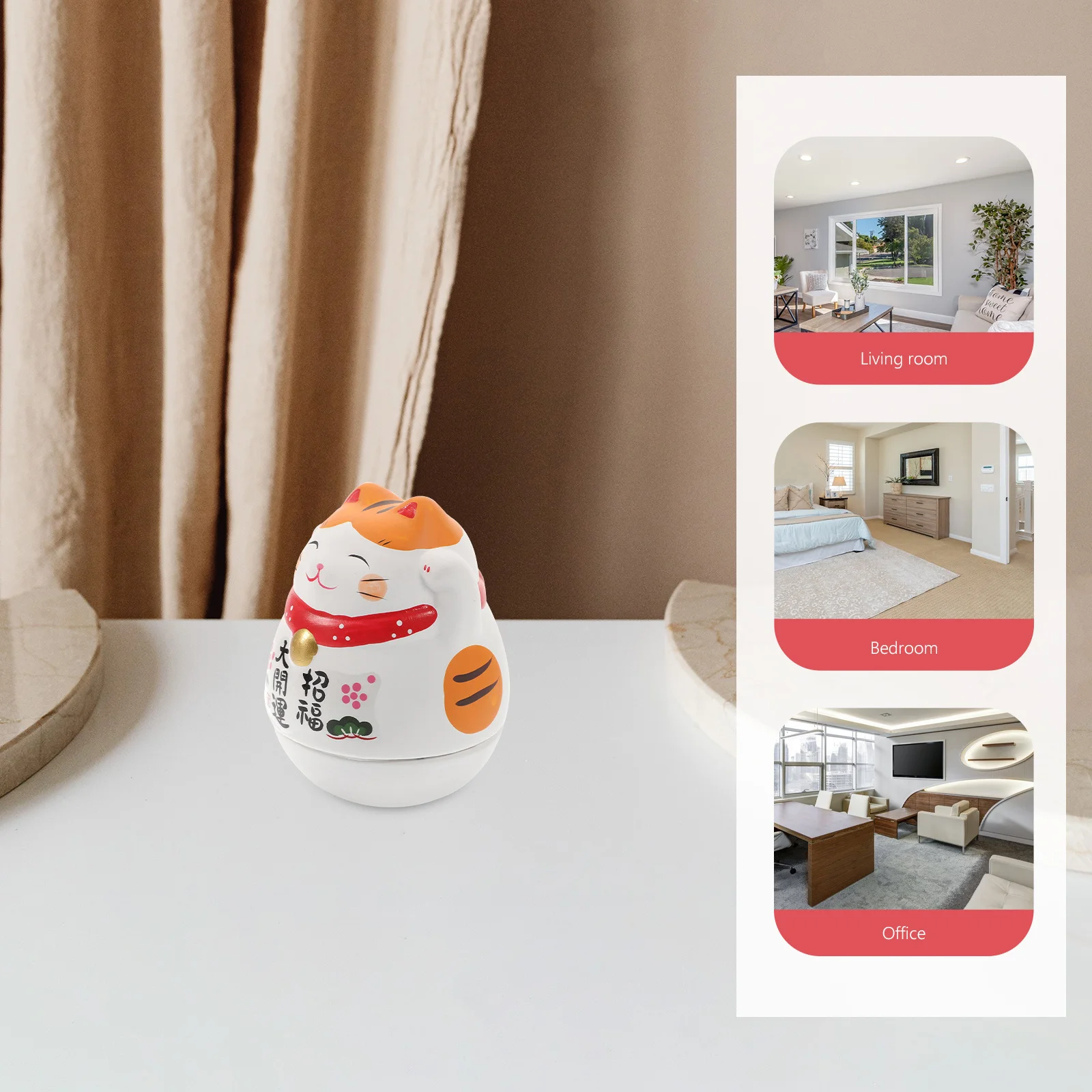 

Ceramic Tumbler Cat Decoration Lucky Wobble Ornament for Desktop Home Office Study Room Decor Aesthetic Auspicious Cat