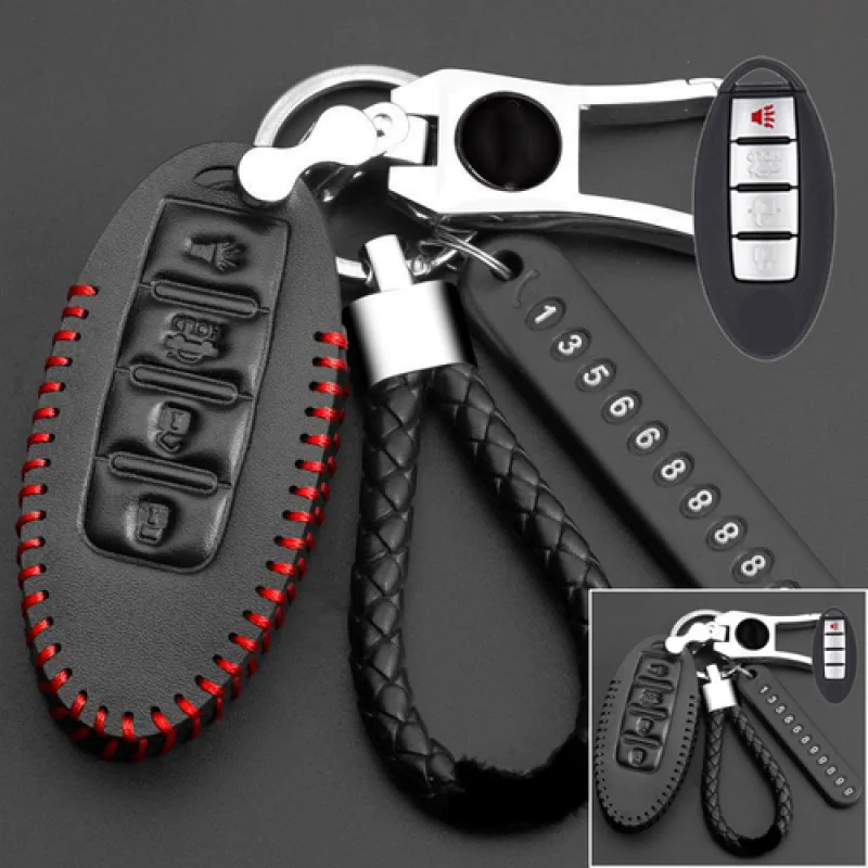 

A+ Genuine Leather Car Key Case Cover For Infiniti Q50 Q60 For Nissan GTR Altima