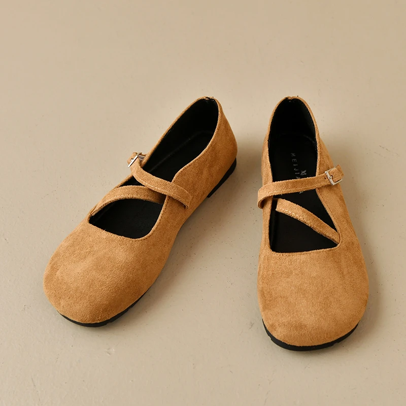 

Retro Leopard Mary Jane Single Shoes Women 2025 Fall New Suede Soft Sole Strap Flats