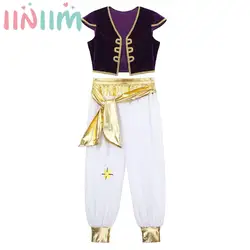 Traje de príncipe árabe para niños, chaleco con pantalones, fiesta temática de Halloween, vestido de carnaval, actuación en escenario, disfraz de Cosplay