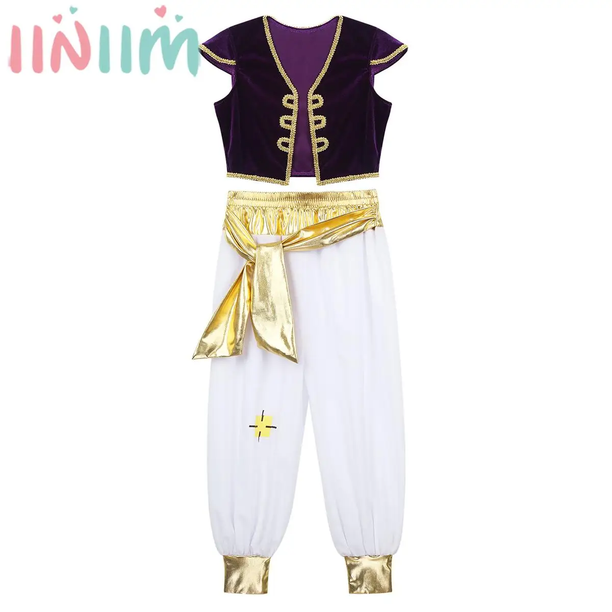 Kids Boys Arabian Prince Outfit Waistcoat with Pants Halloween Theme Party Dress Up Carnival Stage Performance Cosplay Costume