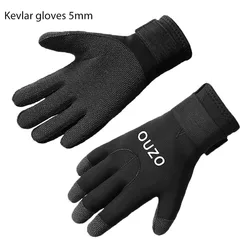 5mm Thicken Kevlar Diving Gloves Keep Warm Wearable Scratch Proof Gloves Fish Hunting Diving Scuba Snorkeling Accessories