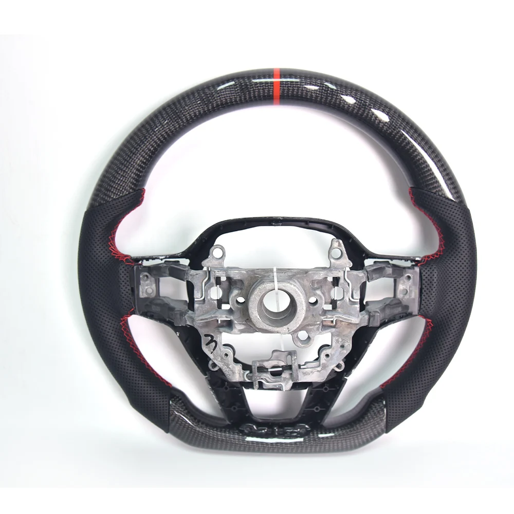 For Honda's 11th Generation Civic Modified Carbon Fiber Steering Wheel Assembly, Suede Perforated Leather Customized Upgrade