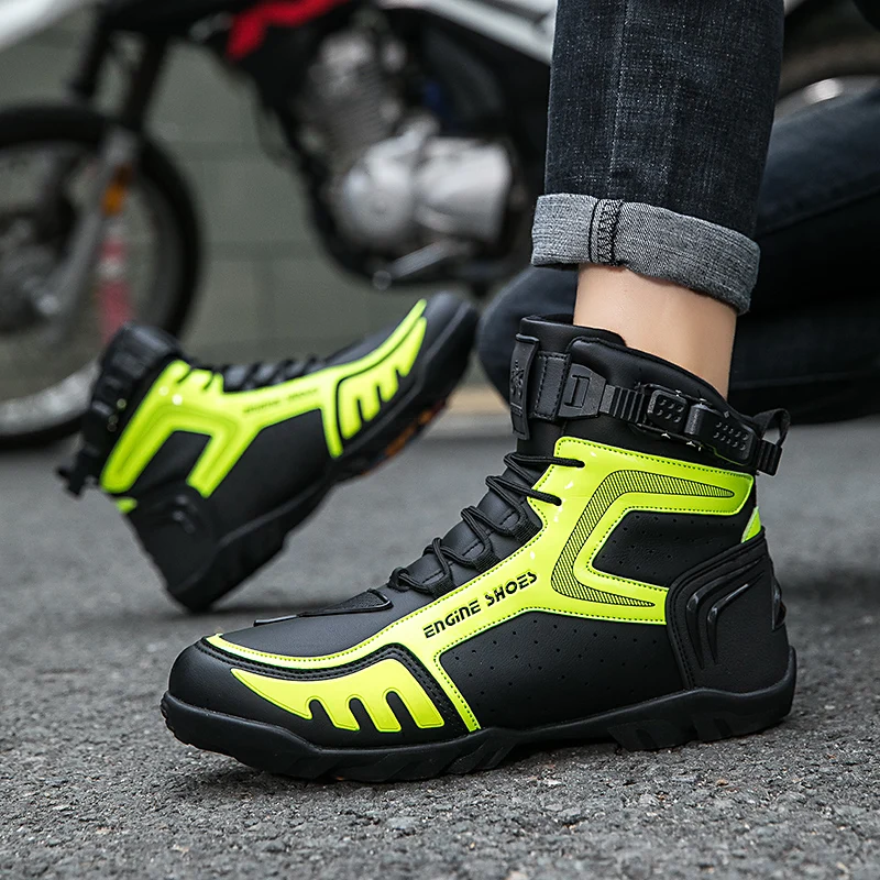 Men Leather Motos Breathable Anti Slip Wear-resistant Riders Boots Motorbike Racing Ankle Length Shoes 2026 New Motorcycle Boots