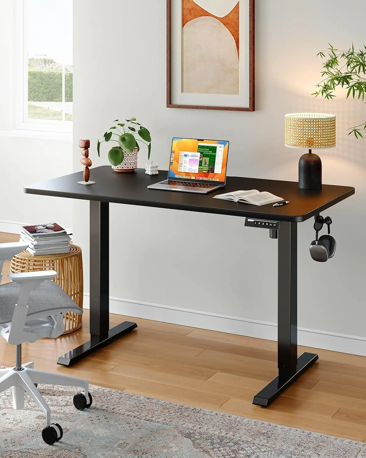 Ergear Whole Piece Standing Desk With 48X30 Inch Desktop, Adjustable Stand Up Desk For Home Office, Electric Computer Desk