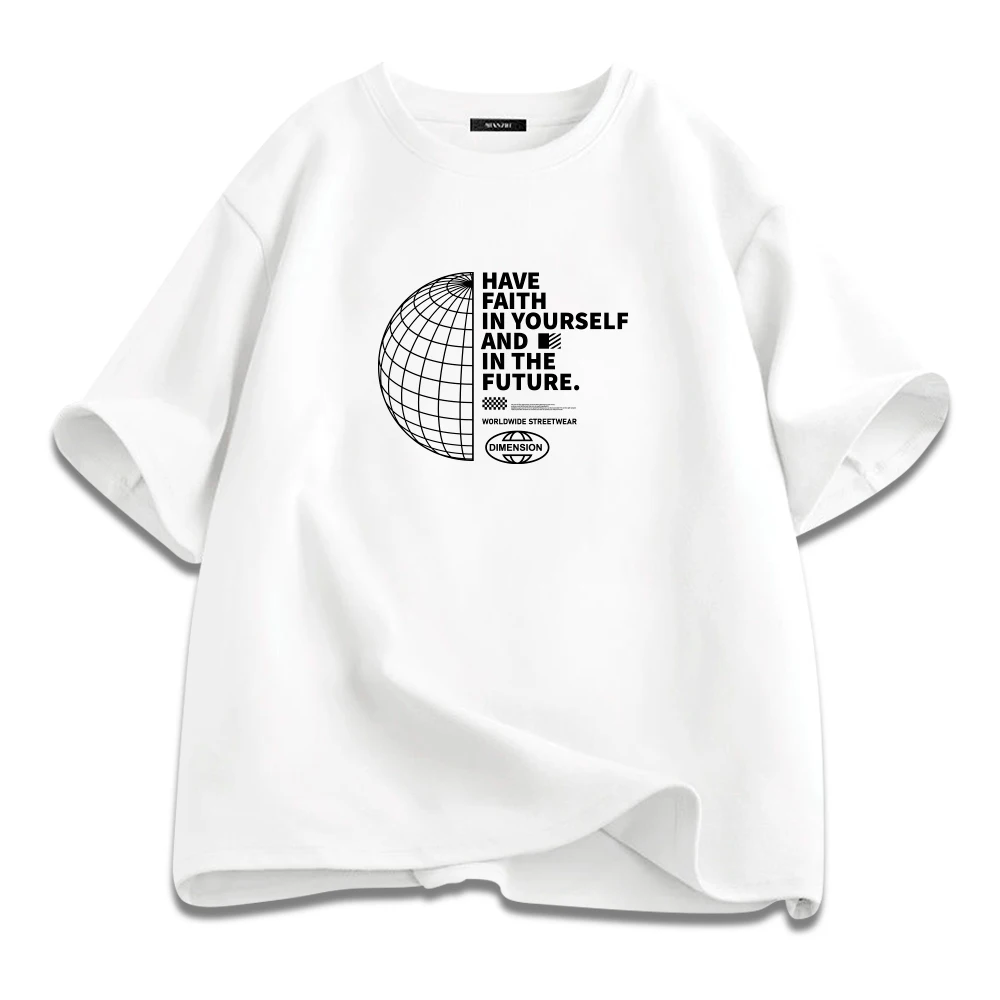 Globe Graphic T Shirt Plain Printed T-shirt Oversize Loosse Short Sleeve Tee Cotton Soft Mens Tops Fashion Clothing T-shirt