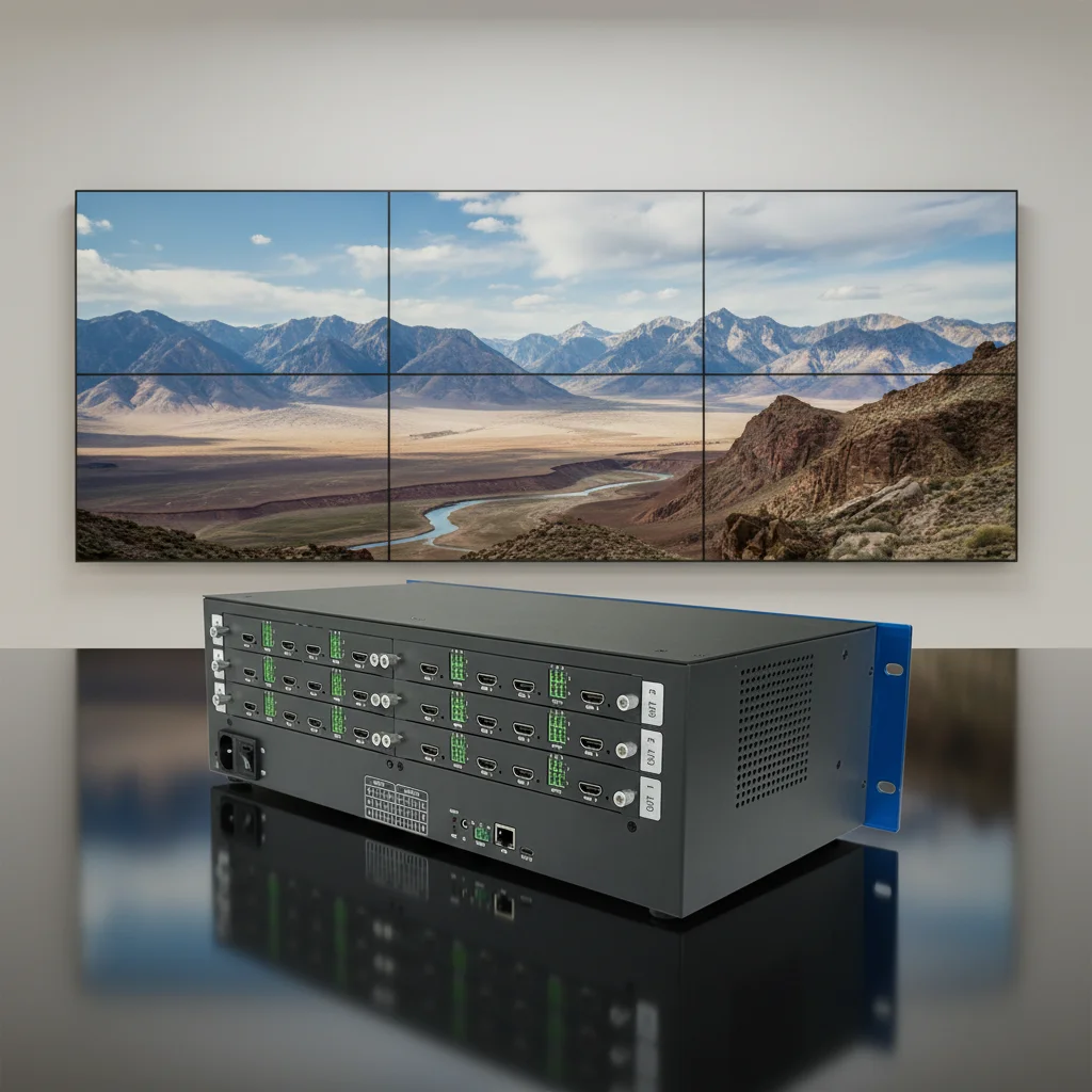 4K60 12x12 Modular Video Wall Matrix Switcher HDMI2.0 Multi-Screen Splicing Layouts EDID Audio Extraction for Broadcast Studio
