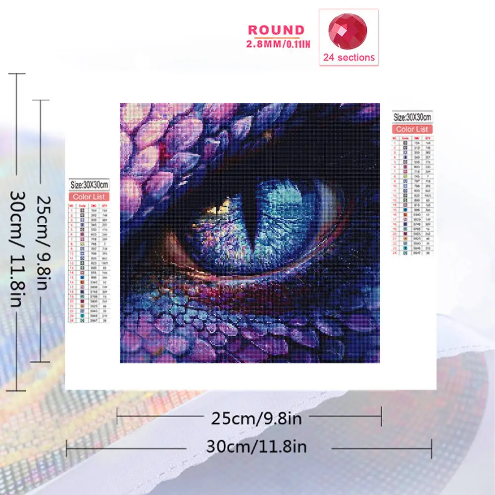 Evershine Diamond Painting Eye Portrait Suitable For Beginners Diamond Mosaic Dragon DIY Suitable For Beginners Holiday Gifts