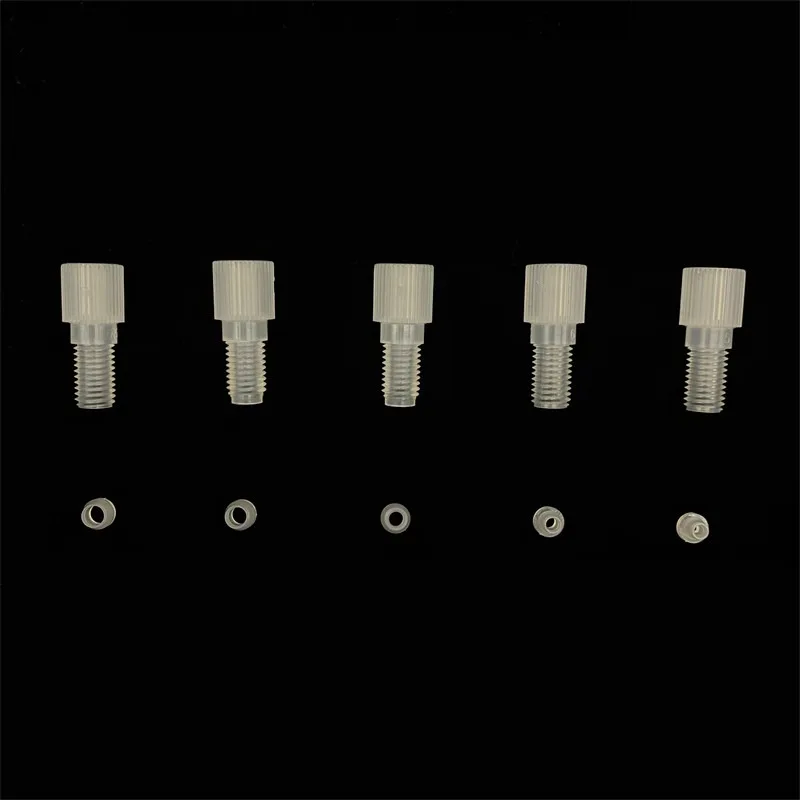 Microfluidic Split Barbed PP Connector 1/4-28 Thread Quick Twist Ferrule, for 1/16 Inch PTFE Hard Tube, Lab Microflow Fitting