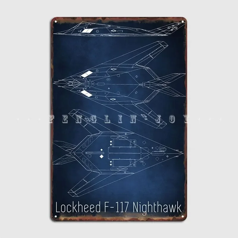 F 117 Knighthawk Metal Plaque Poster Wall Mural Club Bar Decoration Wall Decor Tin Sign Poster