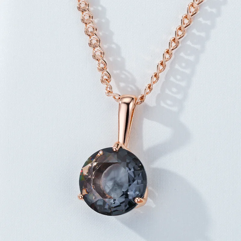 Wbmqda Großer grauer Stein-Anhänger und Halskette für Damen, 585er Roségold, modischer Zirkon-Schmuck, Accessoires