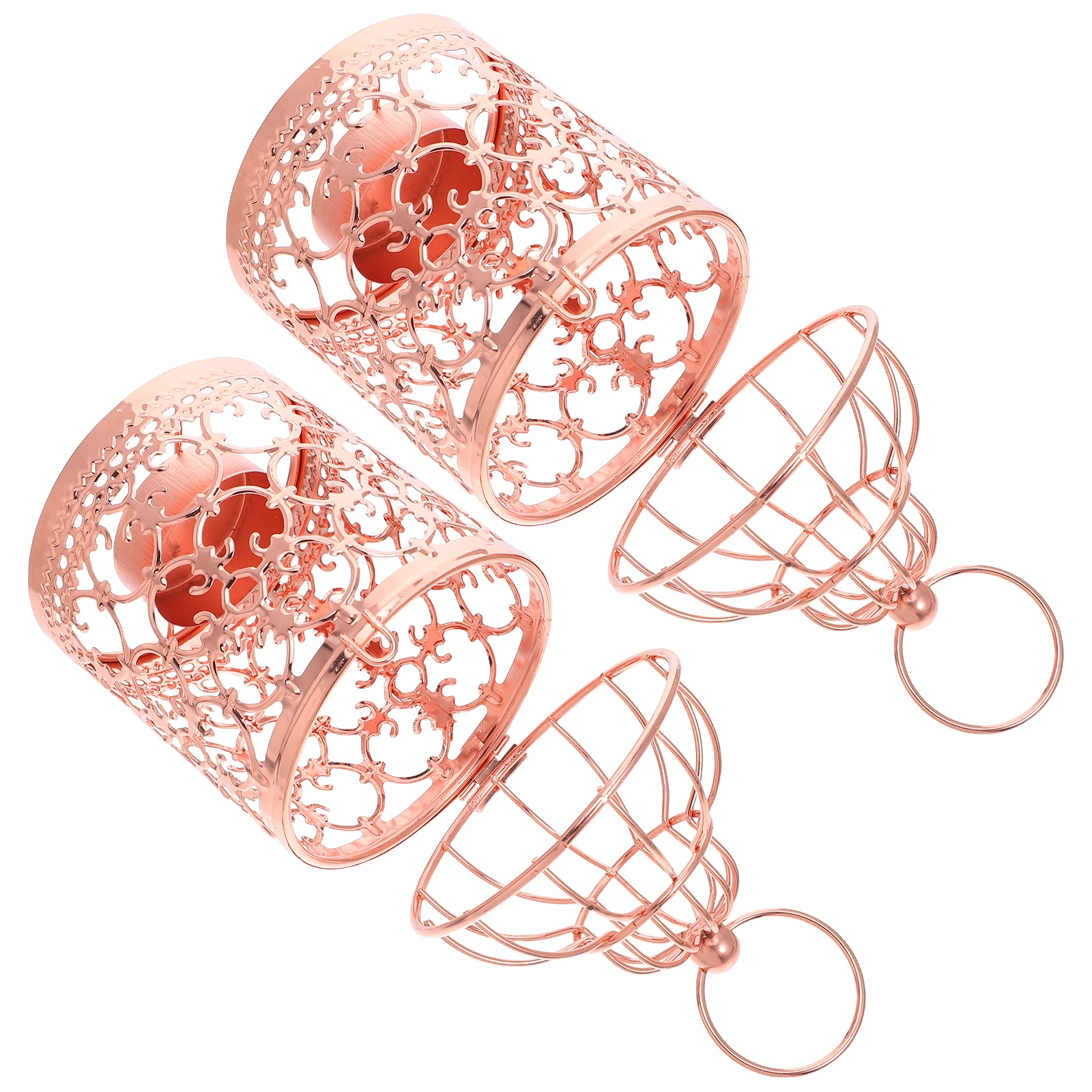 

2 Pcs Retro Bird Cage Lantern Decorative Holder French Country Birdcage for Wedding Lanterns Light Luxury Banquet