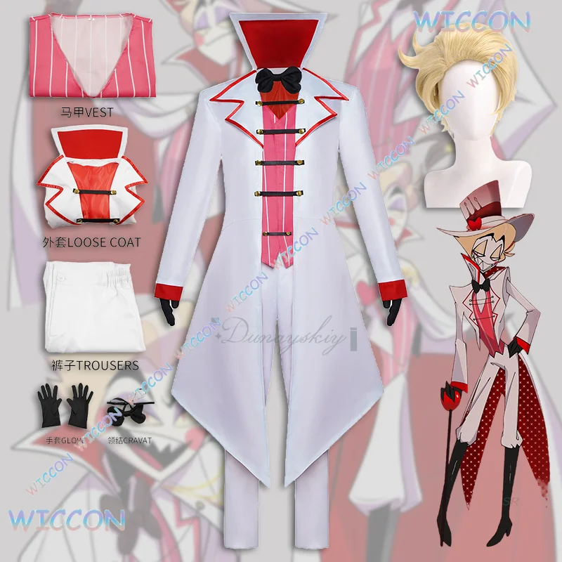 

WuHu Lucifer Devil Cosplay Costume Hotel Fancy Tailcoat Uniform Full Set Adult Men kids Halloween Carnival Party Vampire Suit