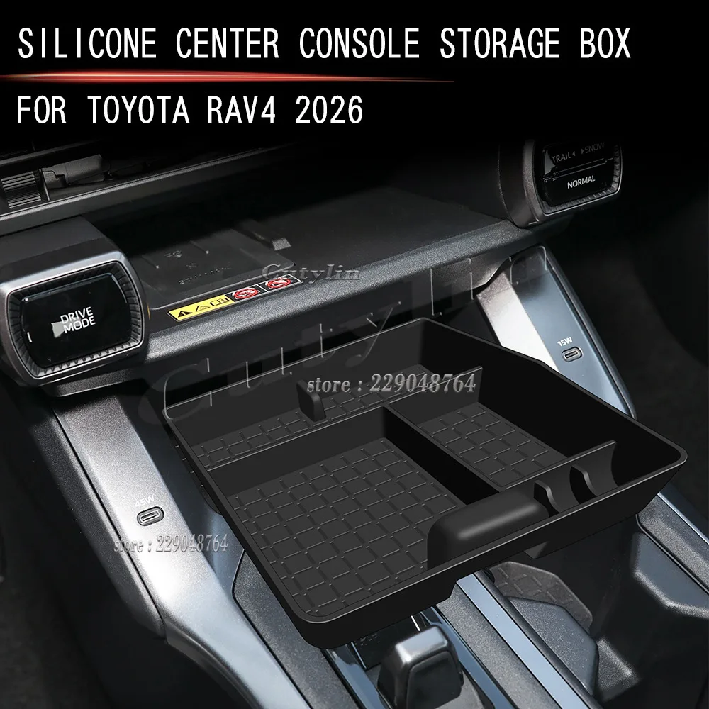 For Toyato Rav4 RAV 4 2026 2027 Silicone Center Console Storage Box Car Interior Organizer Tray Central Control Storage Holder