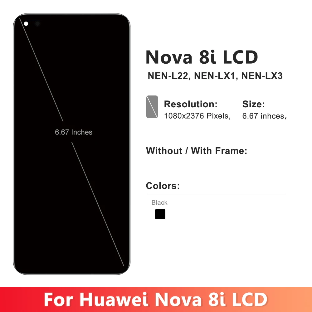 6.67'' For huawei Nova 8i NTN-L22L NTN-LX1 LCD Display Touch Screen Digitizer Assembly For huawei X20 Screen Replacement