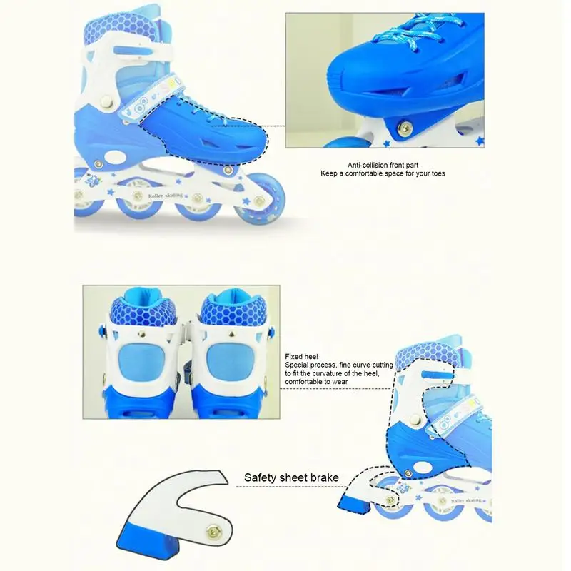 Adjustable Illuminating Inline Skates with Light up Wheels and Protective Gear Fun Skates For Children Beginners S/M/L Size