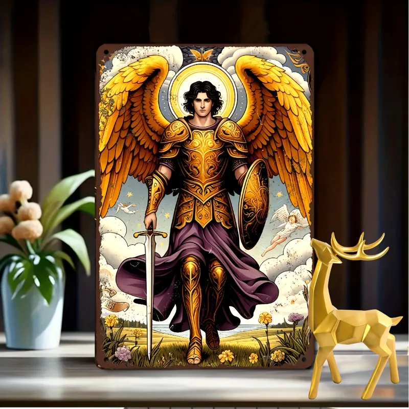 

Archangel Gabriel Vintage Metal Sign, Yard Signs with Inspirational Religious Quotes for Home Decor, Decorative Wall Poster