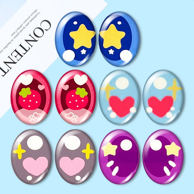 

5 pairs of cartoon dolls with heart-shaped crystal eyes 10x14mm/13x18mm Oval photo glass cabochon demo flat back Making findings