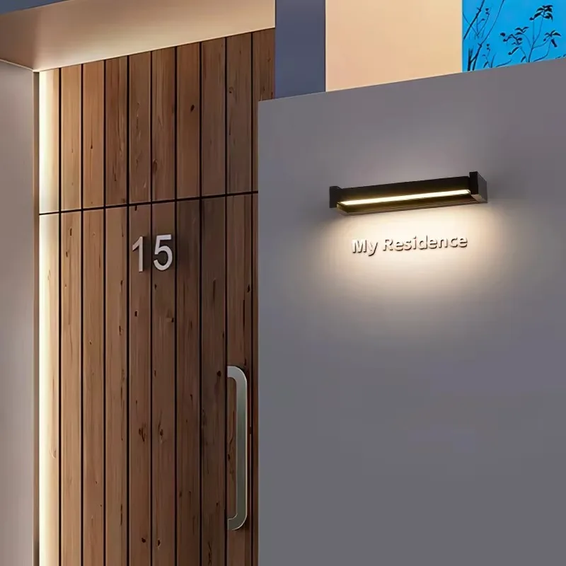 Waterproof Exterior Minimalist Wall Light Outdoor Decorative Lamp for Patio Garden Front Door Sign Plate Home Yard Decor Light