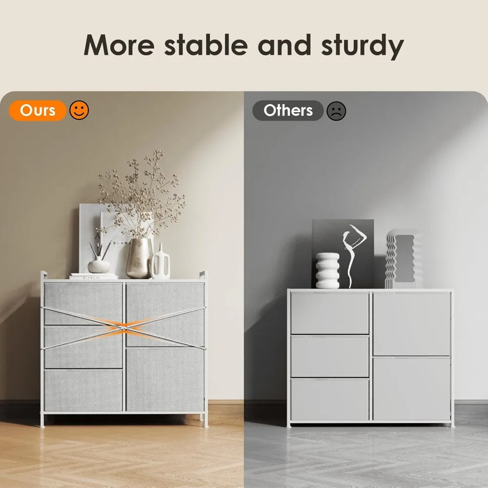 خزانة رومون لغرفة النوم والتخزين ومنظمون للخزانة مع 5 أدراج وخزانة قماش صغيرة وصناديق ذات أدراج للأطفال #5