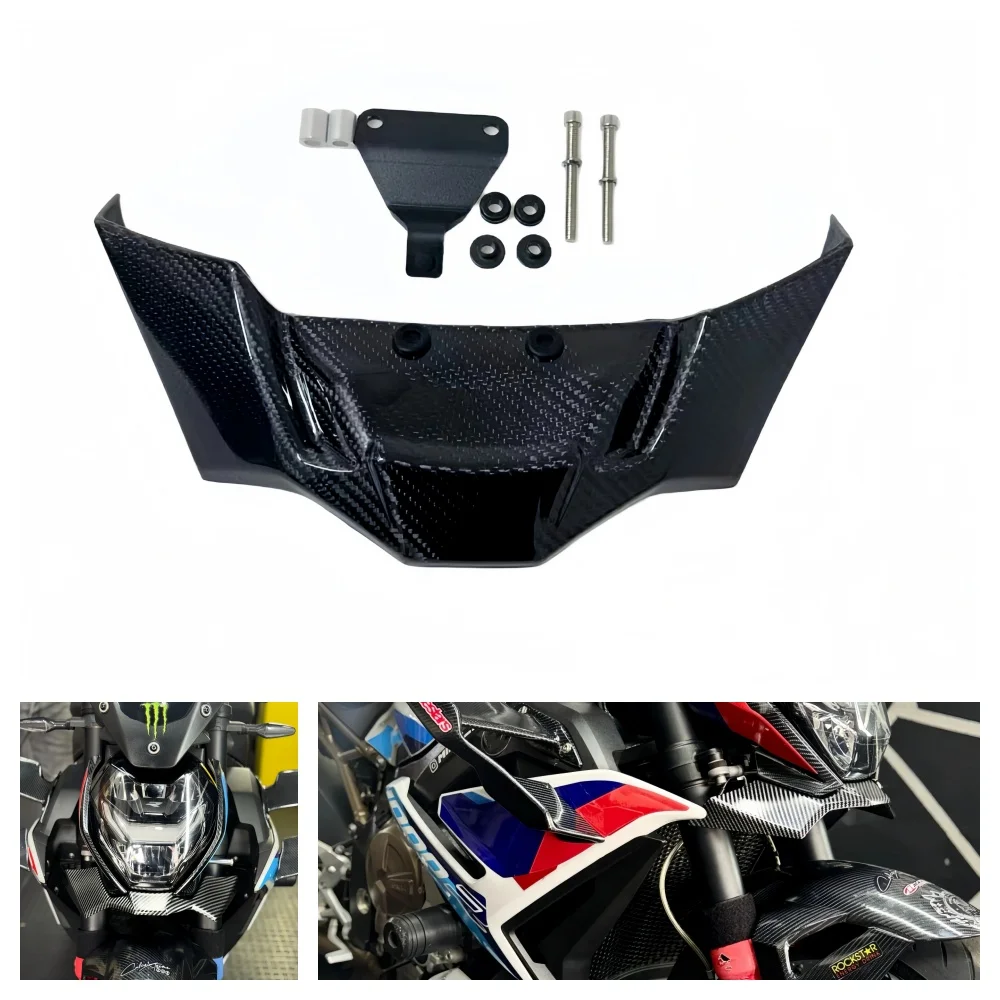 

For BMW S1000R 2021-2024 M1000R 2023-2024 Carbon fiber motorcycle front lip spoiler wing fairing downforce front aerodynamics