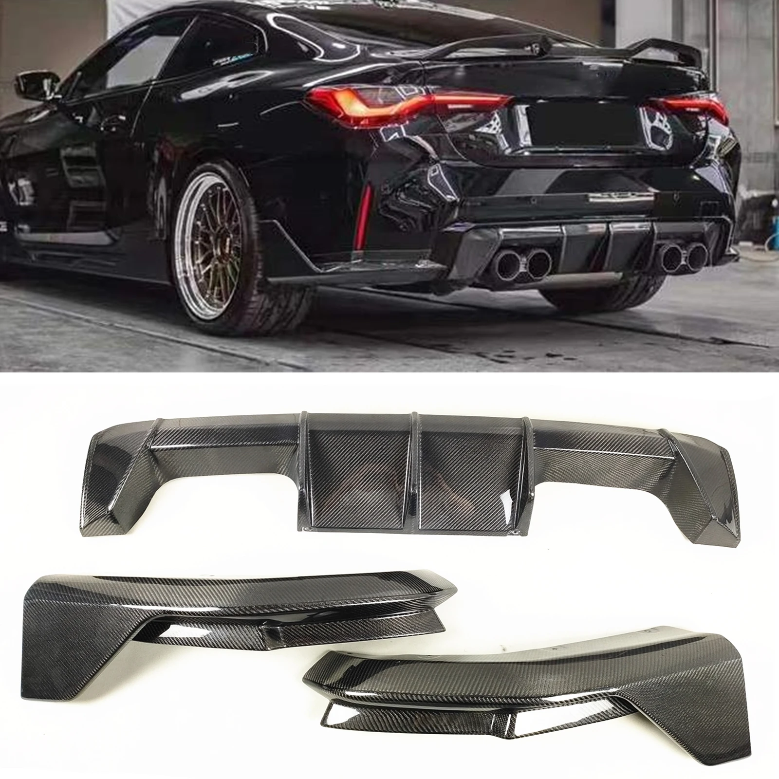 

For BMW G80 M3 G82 M4 2021-2023 Rear Bumper Diffuser Lip Side Splitter Cover Trim Car Boot Spoiler Plate Body Kit