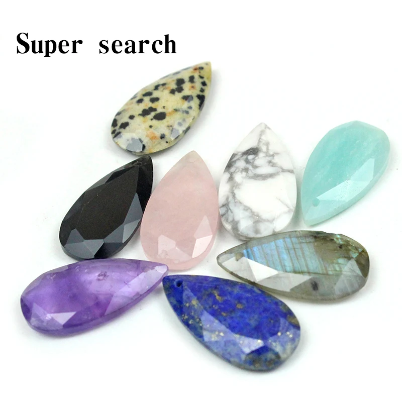 Natural Stone Faceted Water Drop Shape Pendant with Hole for Making DIY Charm Jewelry Necklace Bracelet Earring Accessories