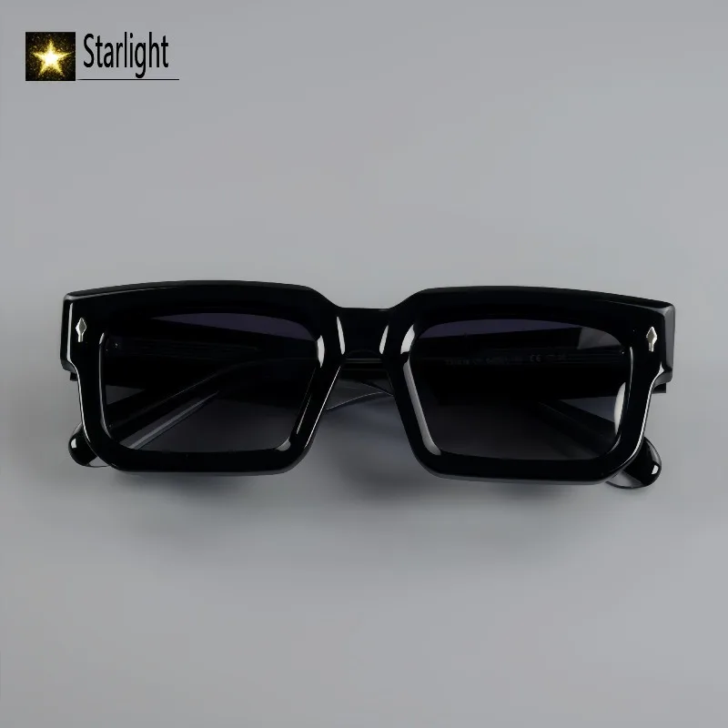 التدرج وجه كبير سميكة إطار مربع النظارات الشمسية السوداء رجل جودة عالية خلات الرجعية نظارات الموضة الرجال UV400 القيادة 150 مللي متر