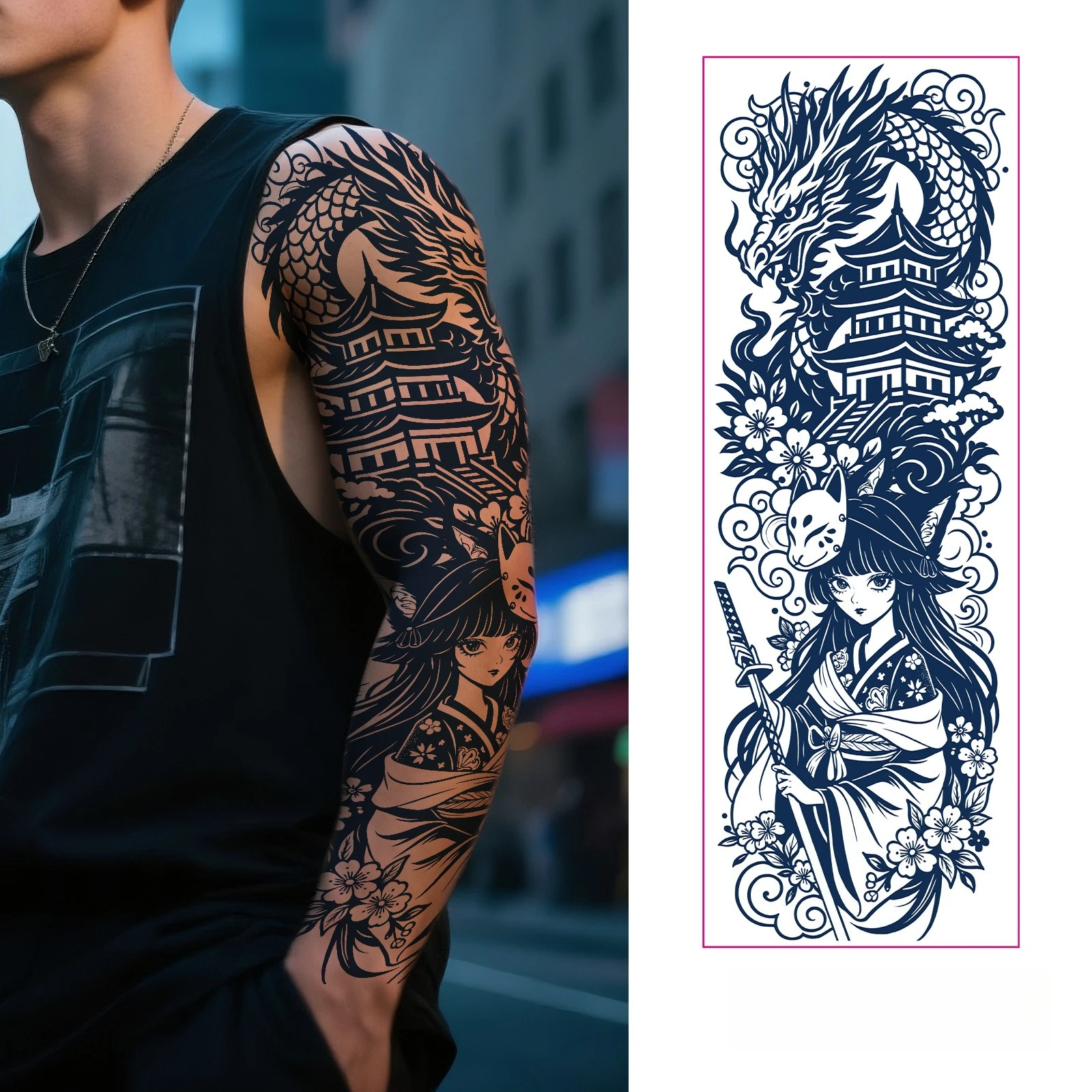 

Травяной сок, наклейки для татуировок с длинными рукавами, темные цветочные полупостоянные водонепроницаемые необликовые наклейки на руки для боди-арта