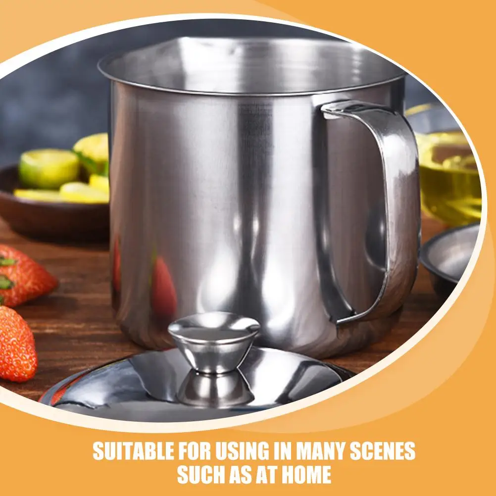 Bacon Filter Cup Oil Kitchen Stainless Steel Hot Grease Container with Strainer Holder