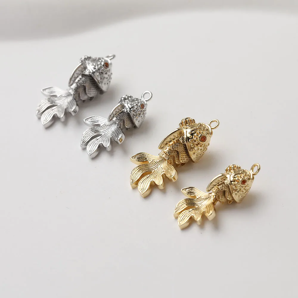 2PCS Dainty Brass Fish Charms for Jewelry Making Pendants Supplies DIY Brass 14k Gold Plated Accessories view 4