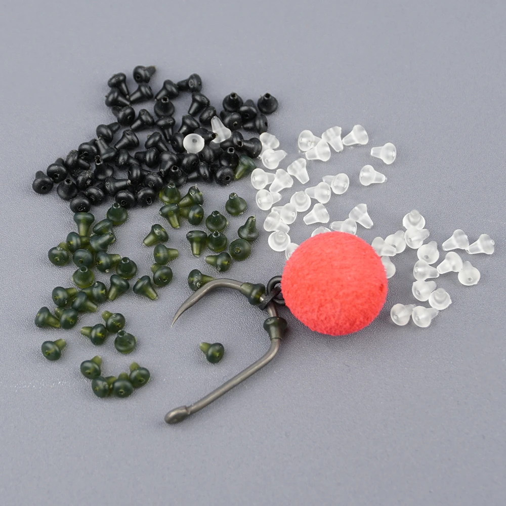Hirisi 70pcs Carp Fishing Accessories Fishing Hook Bait Screw Stopper Rubber Bead For Ronnie Spinner Rig Boilies Stopping image 5