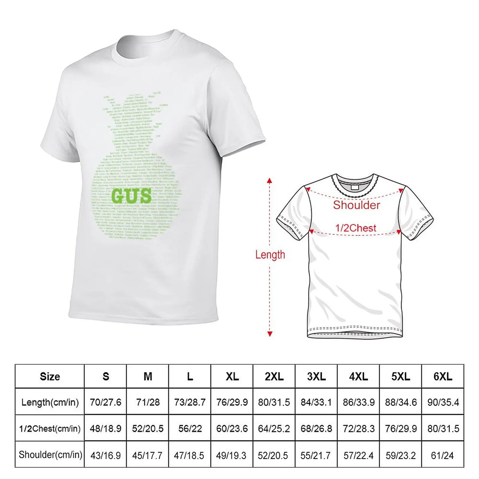 Gus's Nicknames (Psych) T-Shirt mens graphic t shirts anime t shirts for man T-Shirt