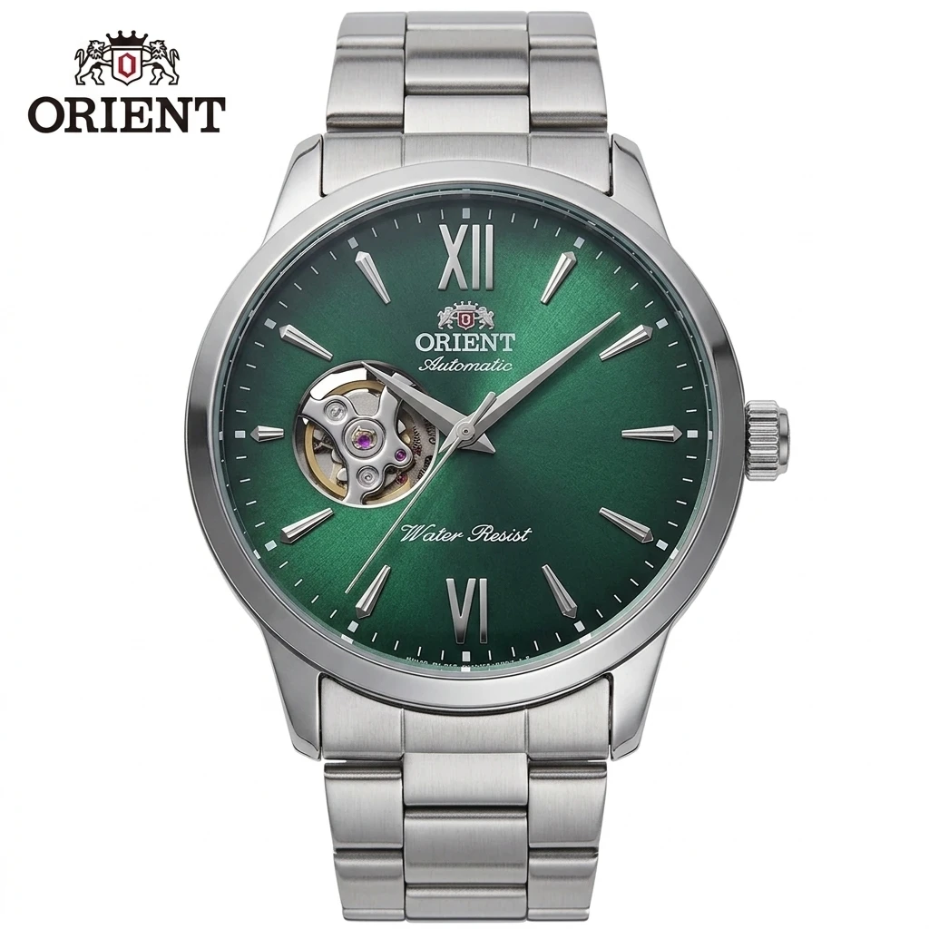 Luxury Orient Men 40MM Skeleton Automatic Watch Stainless Steel Band Blue Dial Formal Waterproof Mechanical Dress Wristwatch