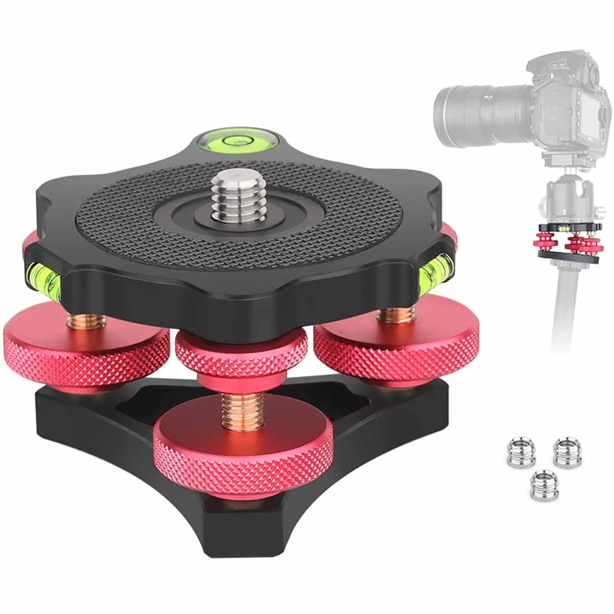 Photography fine-tuning horizontal pan tilt Aluminum precise Bubble horizontal adjustment base tripod adjuster Leveling base